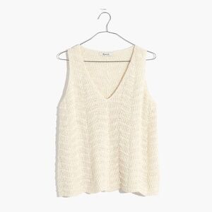 Madewell Crocheted Sweater Tank Top in Antique Cream Size XXS Knit‎ V-Neck